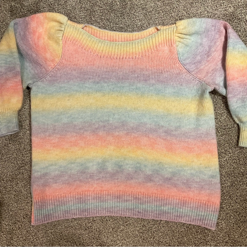 Design 365 pastel rainbow balloon sleeves sweater, size 3X, EUC